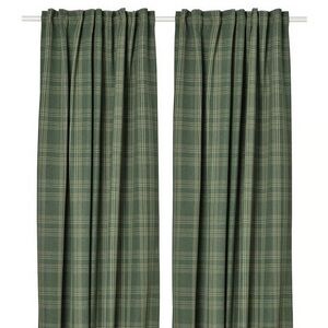 ISO - IKEA haggveckmal curtain panel, green plaid